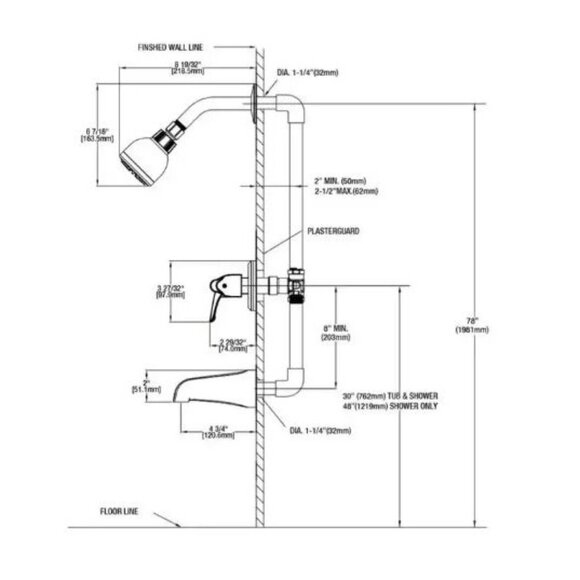 Aragon 3 Handle 1-Spray Tub and Shower Faucet 1.8 GPM in Chrome (Valve Included) - Picture 2 of 9